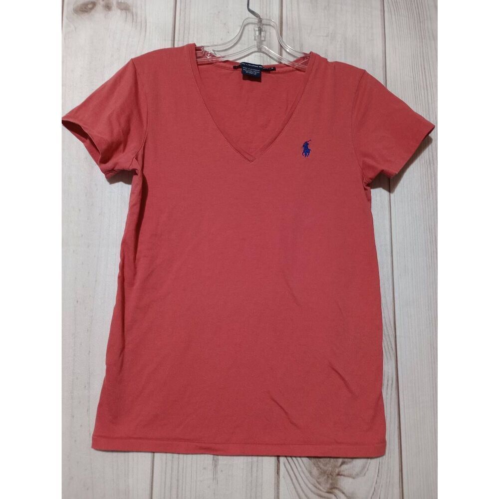 Ralph Lauren Shirt Ladies Small Pink Tshirt V-Neck